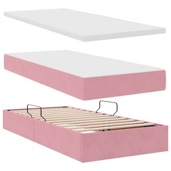 Stauraumbett mit Matratze Rosa 90x190 cm