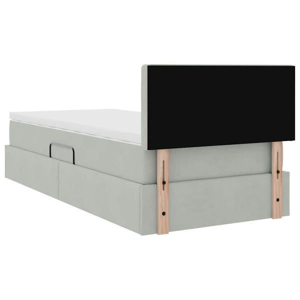 Aufbewahrungsbett mit Matratze 90x200 cm Grau Samt