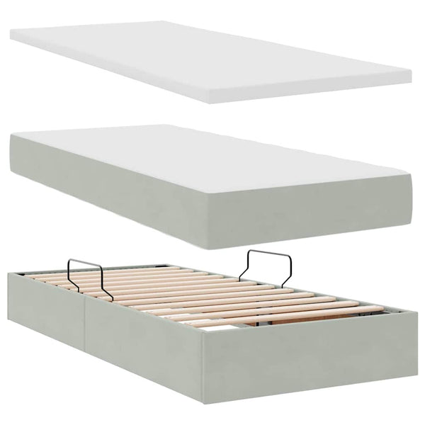Aufbewahrungsbett mit Matratze 90x200 cm Grau Samt