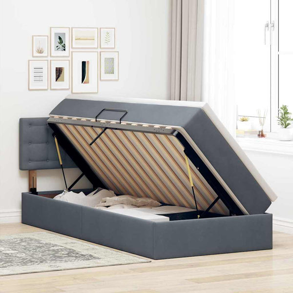 vidaXL Lit de rangement avec matelas Gris foncé 90 x 200 cm Velours