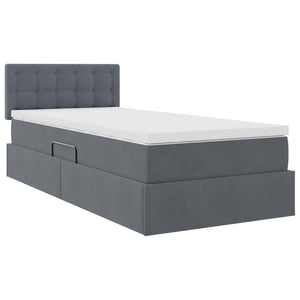 vidaXL Lit de rangement avec matelas Gris foncé 90 x 200 cm Velours