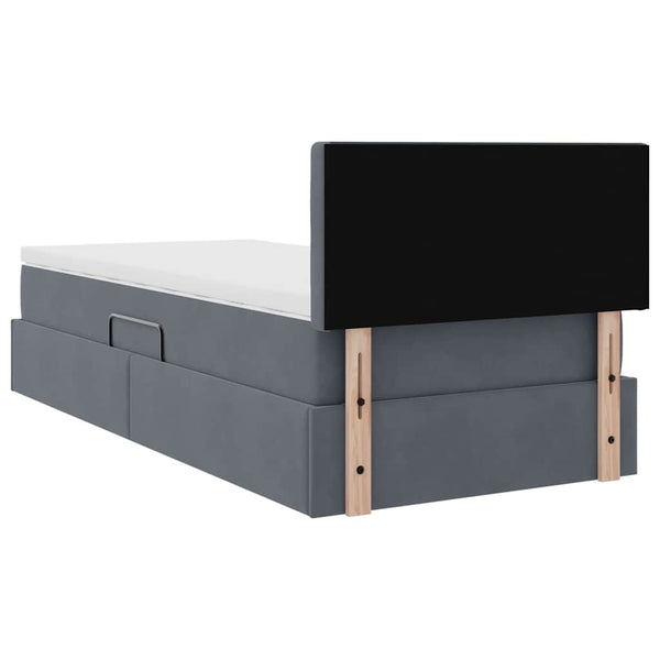 vidaXL Lit de rangement avec matelas Gris foncé 90 x 200 cm Velours