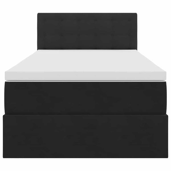 Aufbewahrungsbett mit Matratze 90x200 cm Schwarz Samt