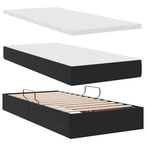 Aufbewahrungsbett mit Matratze 90x200 cm Schwarz Samt