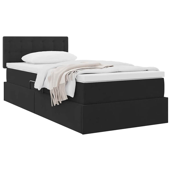 Aufbewahrungsbett mit Matratze 90x200 cm Schwarz Samt