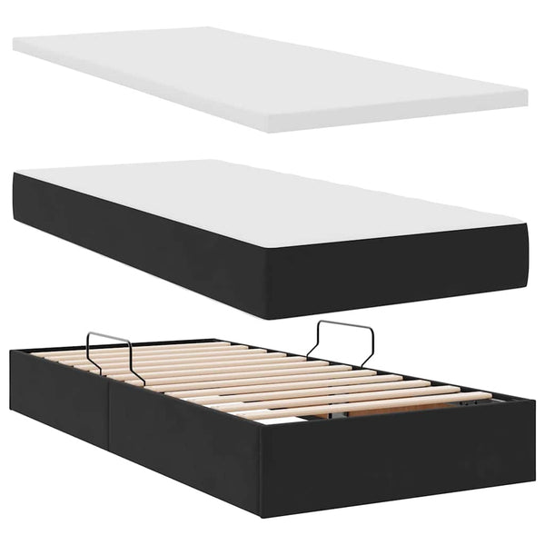Stauraumbett mit Matratze Schwarz 100x200 cm