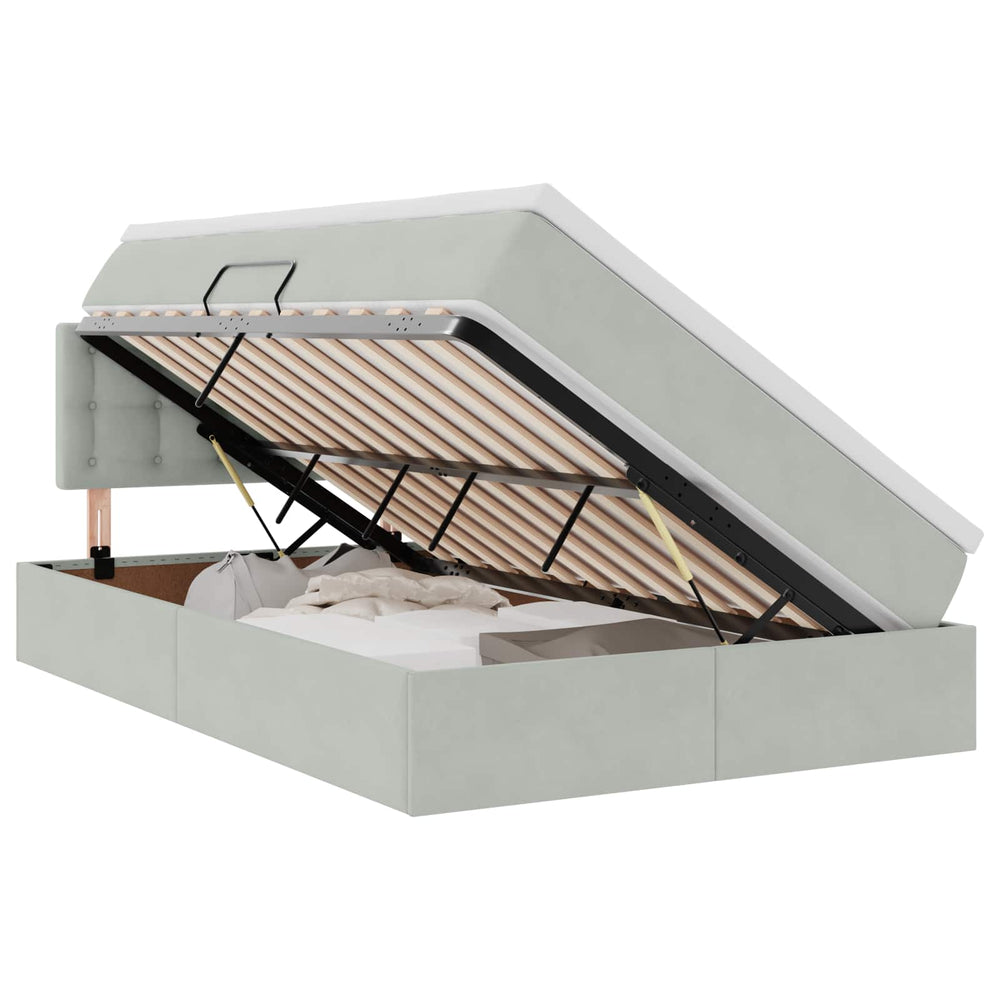 vidaXL Lit de rangement avec matelas Gris clair 120 x 190 cm Velours