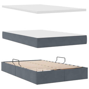 Stauraumbett mit Matratze Dunkelgrau 120x190 cm Samt