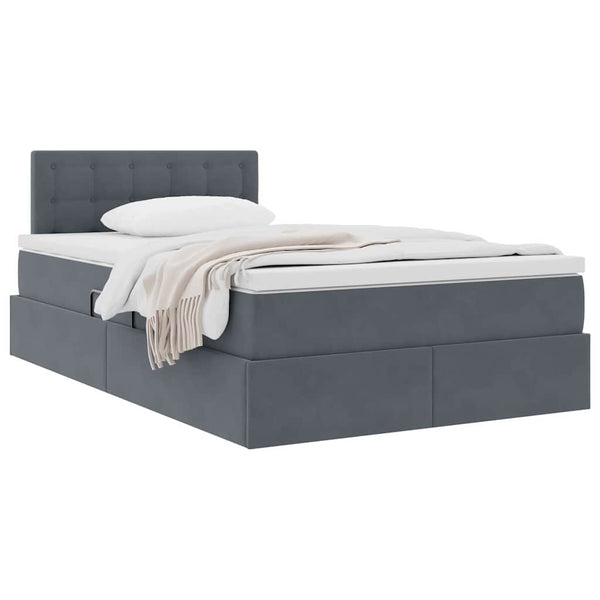 Stauraumbett mit Matratze Dunkelgrau 120x190 cm Samt