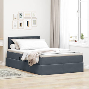 Stauraumbett mit Matratze Dunkelgrau 120x200 cm Samt