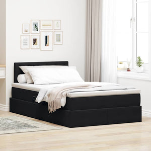 Aufbewahrungsbett mit Matratze 120x200 cm Schwarz Samt