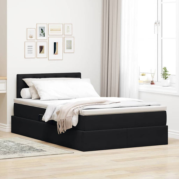 Aufbewahrungsbett mit Matratze 120x200 cm Schwarz Samt
