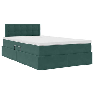 Stauraumbett mit Matratze Dunkelgrün 120x200 cm Samt