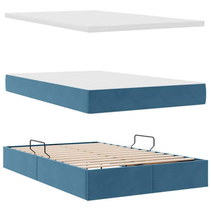Aufbewahrungsbett mit Matratze Dunkelblau 120x200 cm