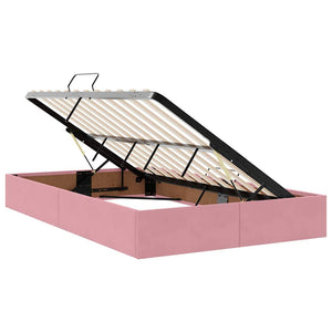 Rosa Samt Aufbewahrungsbett mit Matratze 120x200