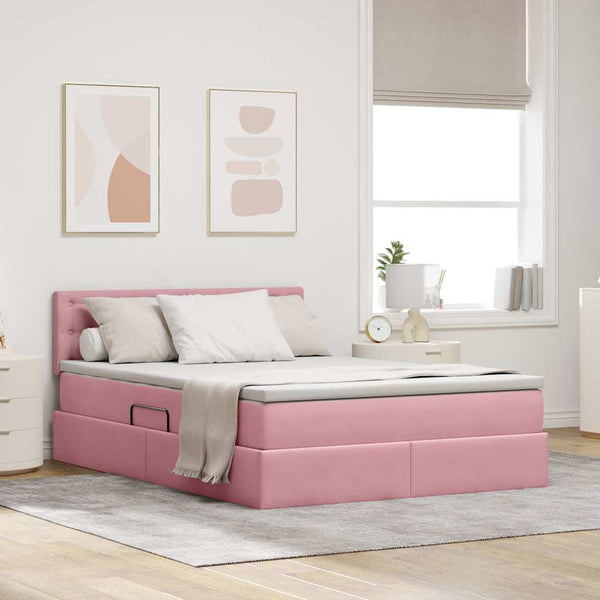 Stauraumbett mit Matratze Rosa 140x190 cm