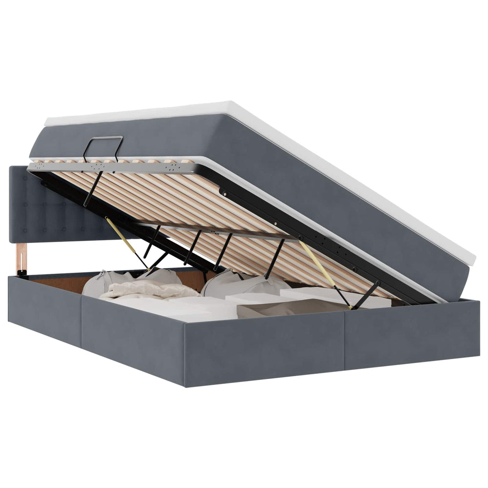 vidaXL Storage Bed with Mattress Dark Gray 140 x 200 cm Velvet