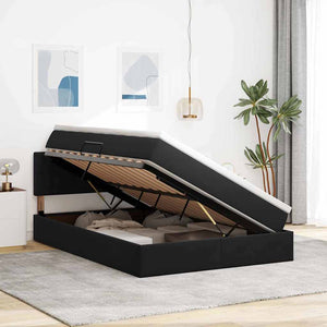Aufbewahrungsbett mit Matratze Samt Schwarz 140x200 cm