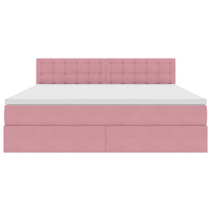 Stauraumbett mit Matratze Rosa Samt 160x200 cm