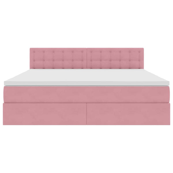 Stauraumbett mit Matratze Rosa Samt 160x200 cm