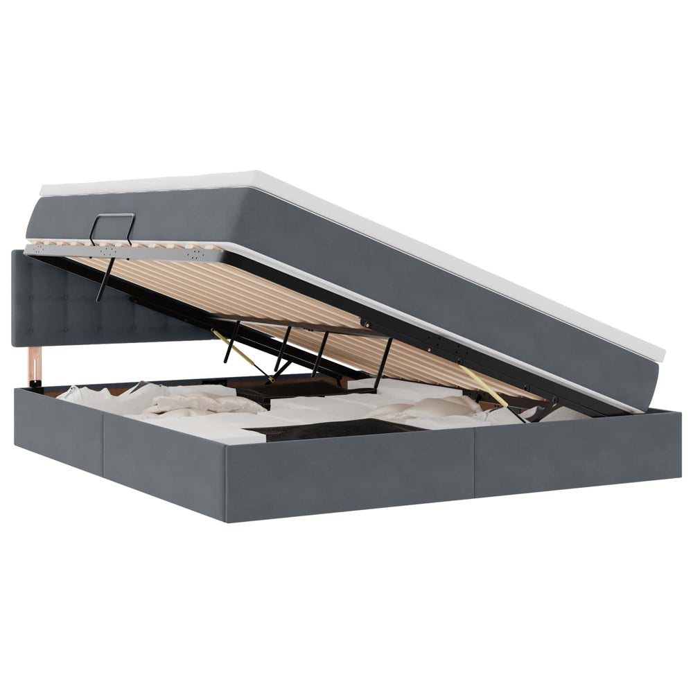 vidaXL Storage Bed with Mattress Dark Grey 180 x 200 cm Velvet