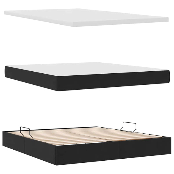 Aufbewahrungsbett mit Matratze Schwarz 180x200 cm