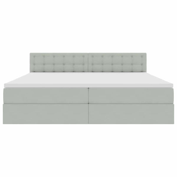 Aufbewahrungsbett mit Matratze Hellgrau 200x200 cm Samt