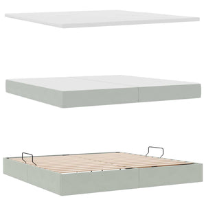Aufbewahrungsbett mit Matratze Hellgrau 200x200 cm Samt