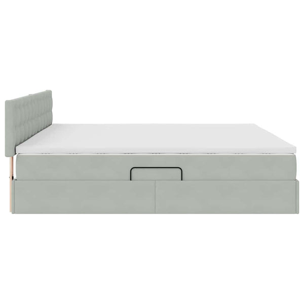 Aufbewahrungsbett mit Matratze Hellgrau 200x200 cm Samt