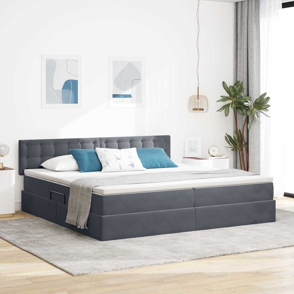 Stauraumbett mit Matratze Dunkelgrau 200x200 cm