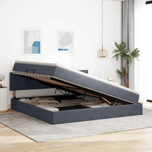Stauraumbett mit Matratze Dunkelgrau 200x200 cm