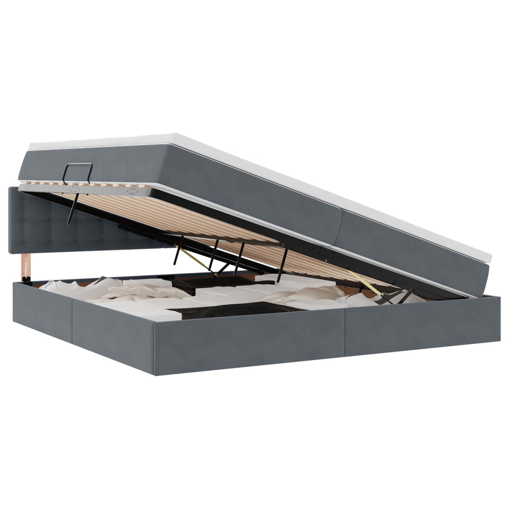 vidaXL Storage Bed with Mattress Dark Gray 200 x 200 cm Velvet