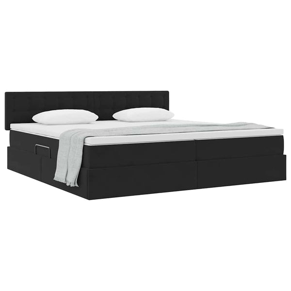 Aufbewahrungsbett mit Matratze Schwarz 200x200 cm