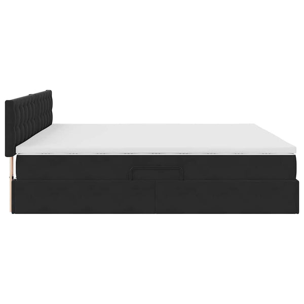 Aufbewahrungsbett mit Matratze Schwarz 200x200 cm