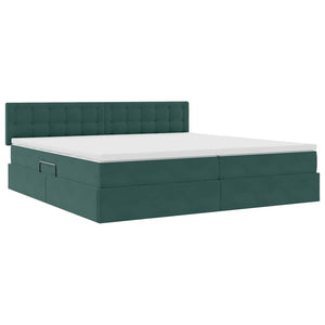 Samt Stauraumbett mit Matratze Dunkelgrün 200x200
