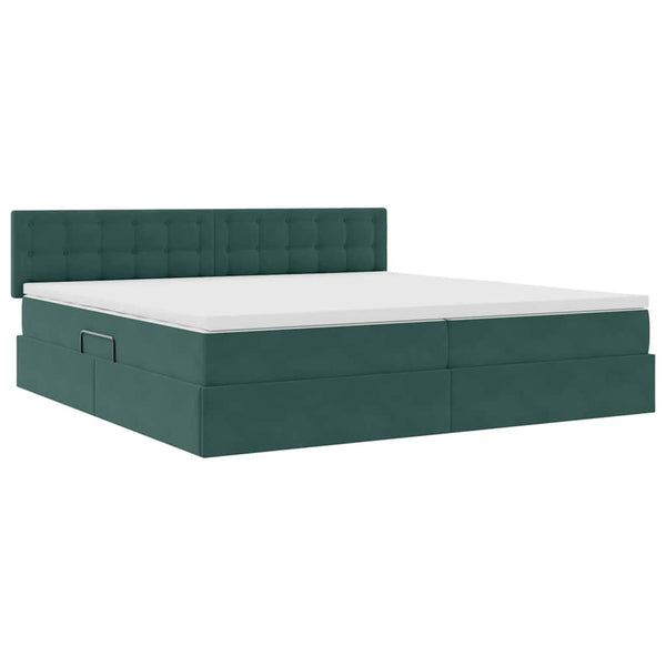 Samt Stauraumbett mit Matratze Dunkelgrün 200x200