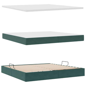Samt Stauraumbett mit Matratze Dunkelgrün 200x200