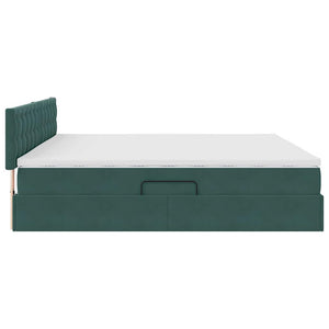 Samt Stauraumbett mit Matratze Dunkelgrün 200x200