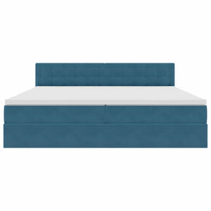 Stauraumbett mit Matratze Dunkelblau 200x200 cm Samt