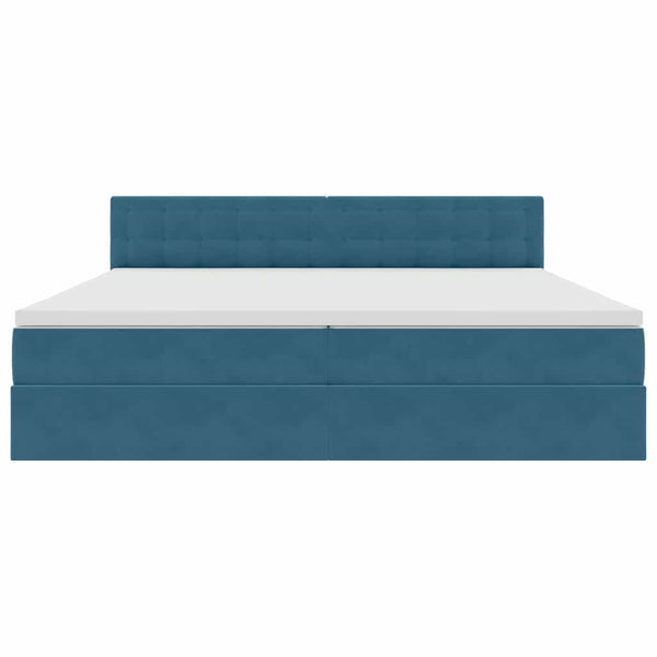Stauraumbett mit Matratze Dunkelblau 200x200 cm Samt
