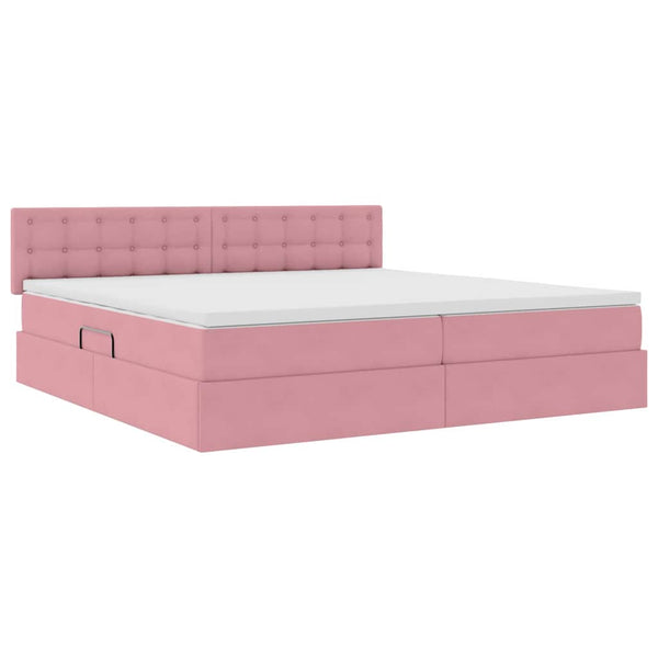 vidaXL Lit de rangement avec matelas rose 200 x 200 cm velours