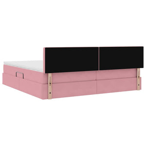 vidaXL Lit de rangement avec matelas rose 200 x 200 cm velours