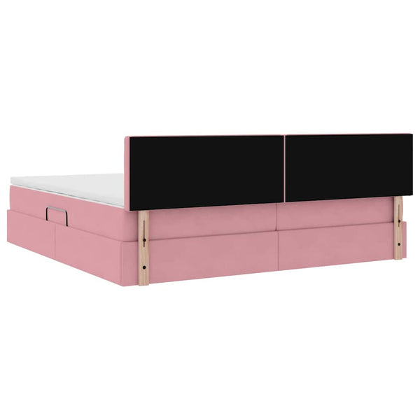 vidaXL Lit de rangement avec matelas rose 200 x 200 cm velours