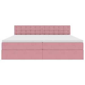 vidaXL Lit de rangement avec matelas rose 200 x 200 cm velours