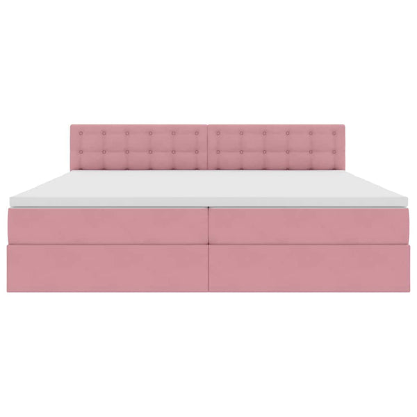 vidaXL Lit de rangement avec matelas rose 200 x 200 cm velours