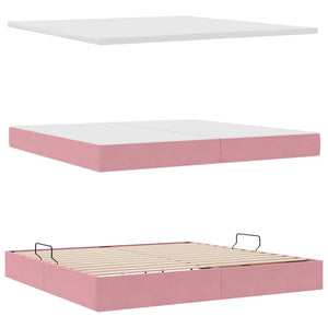 vidaXL Lit de rangement avec matelas rose 200 x 200 cm velours