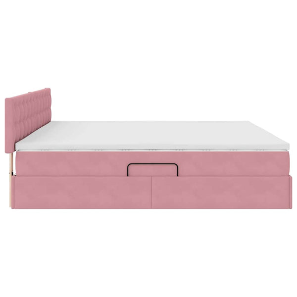 vidaXL Lit de rangement avec matelas rose 200 x 200 cm velours