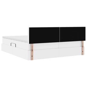 vidaXL Lit de rangement avec matelas Blanc pur 200 x 200 cm Similicuir