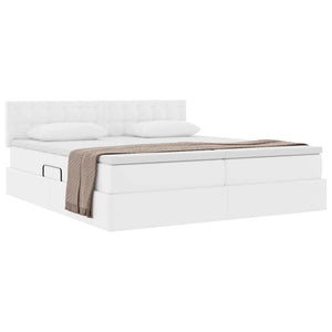 vidaXL Lit de rangement avec matelas Blanc pur 200 x 200 cm Similicuir