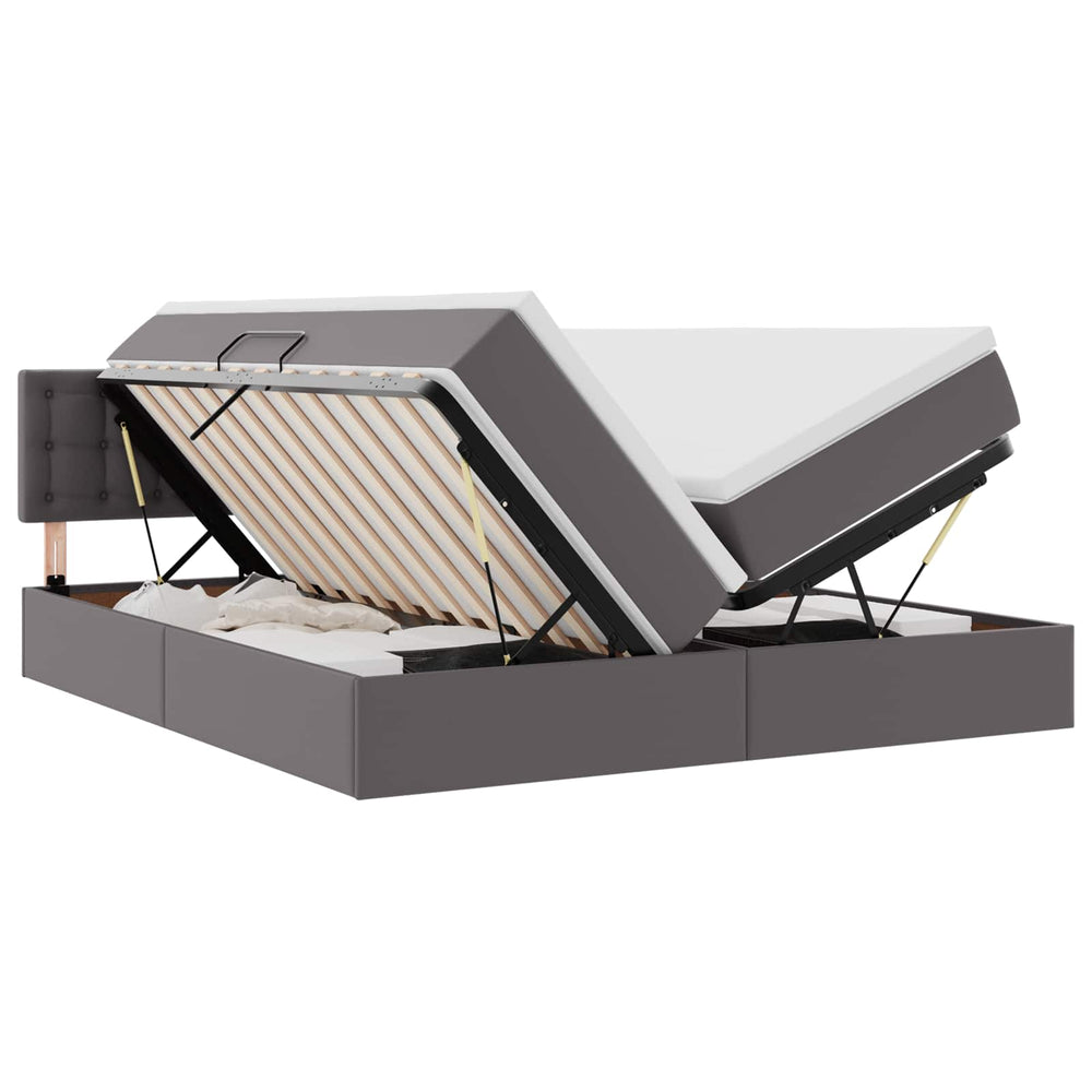 vidaXL Storage Bed with Mattress Grey 200 x 200 cm Faux Leather